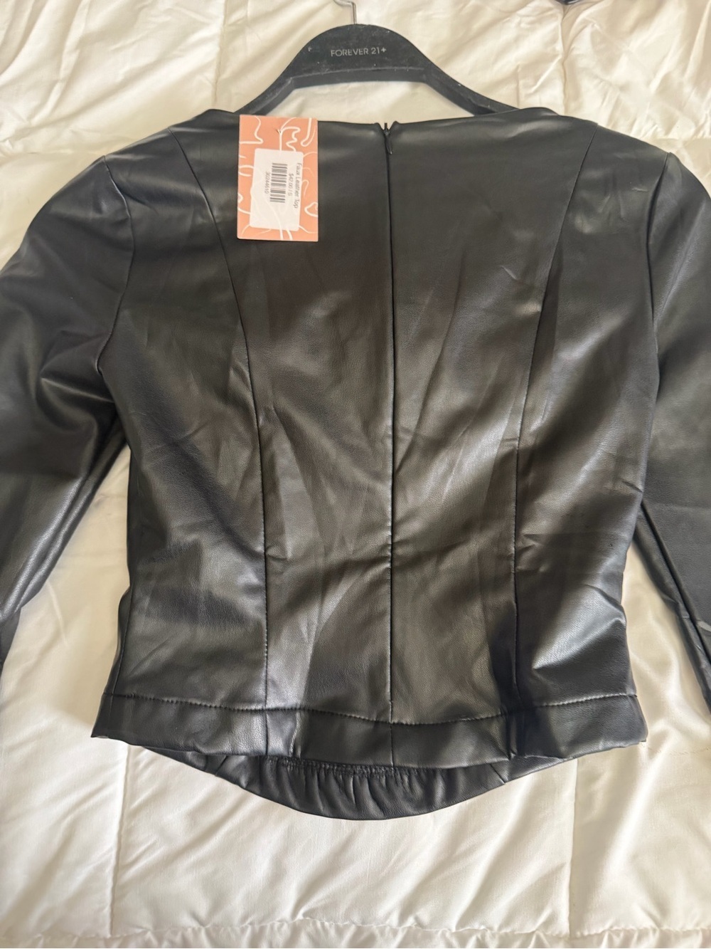 Salty Black Faux Leather Long-Sleeve Cropped Top - Picture 3 of 9